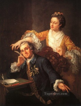  Wife Oil Painting - David Garrick and his Wife William Hogarth